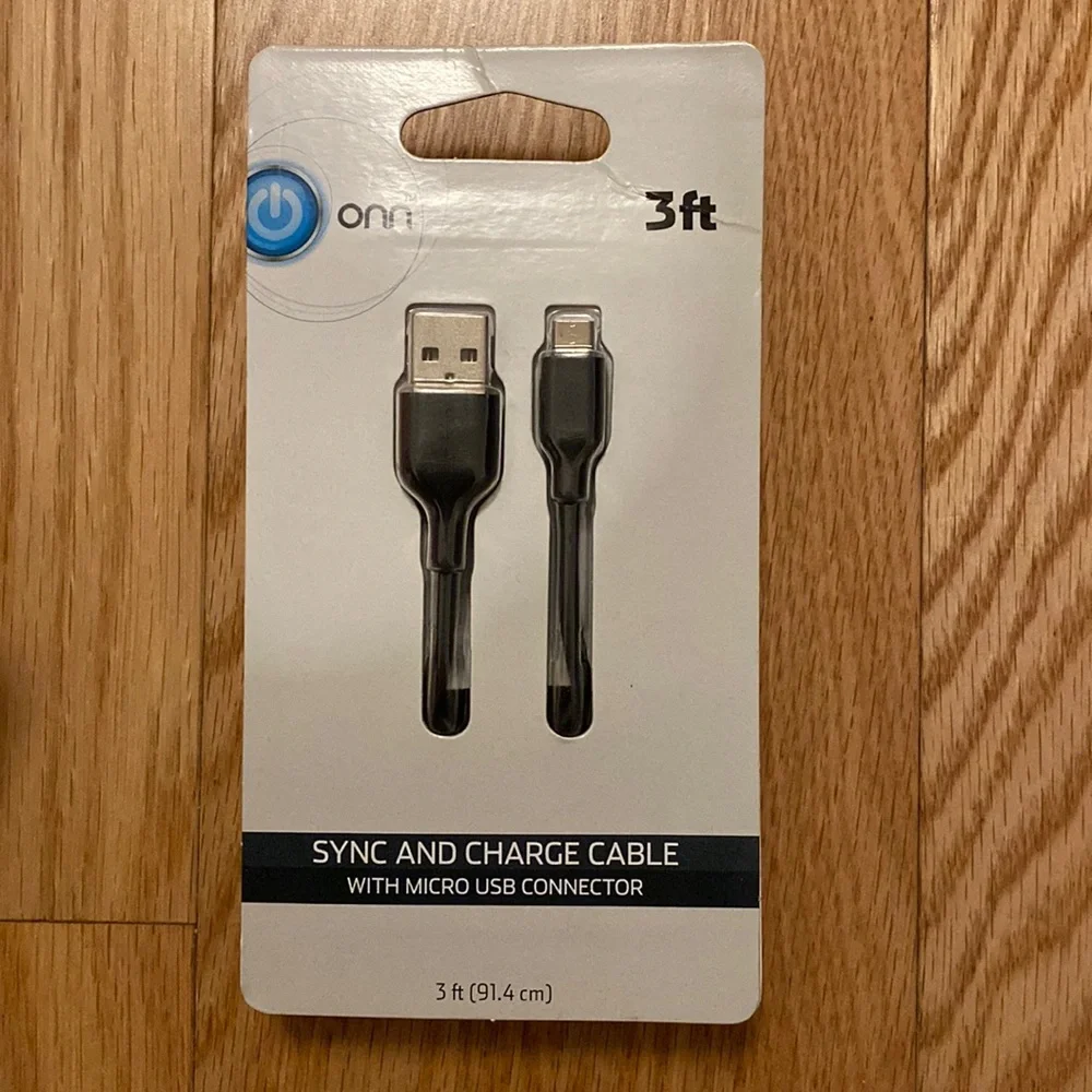 Onn 3 ft Sync & Charge Cable with Micro USB Connector